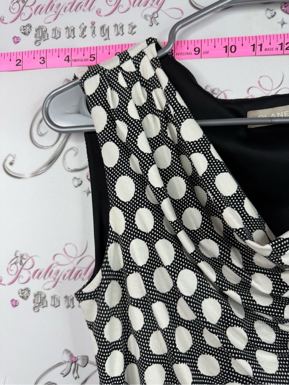 Planet dress dotted Sleeveless Black and White Polka Dot Cowl Midi Dress - Picture 7 of 10